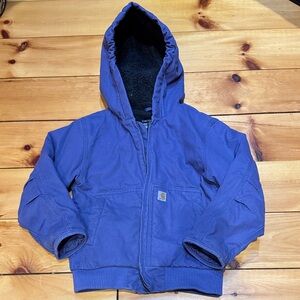 Carhartt Purple Fleece Lined Hooded Jacket size XS (6) LIKE NEW